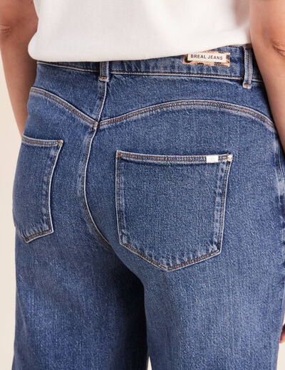 Jean bermuda taille haute denim denim stone femme