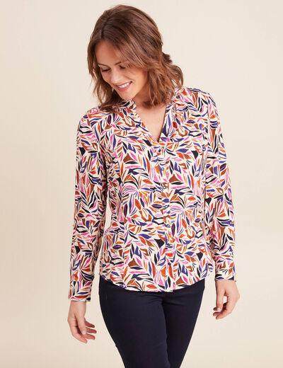 Chemise cintr&eacute;e manches longues bleu femme