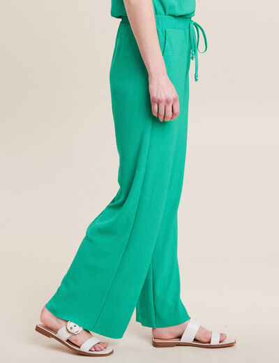 Pantalon flou taille basse vert turquoise femme