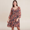 Robe évasée manches 3/4 violet femme