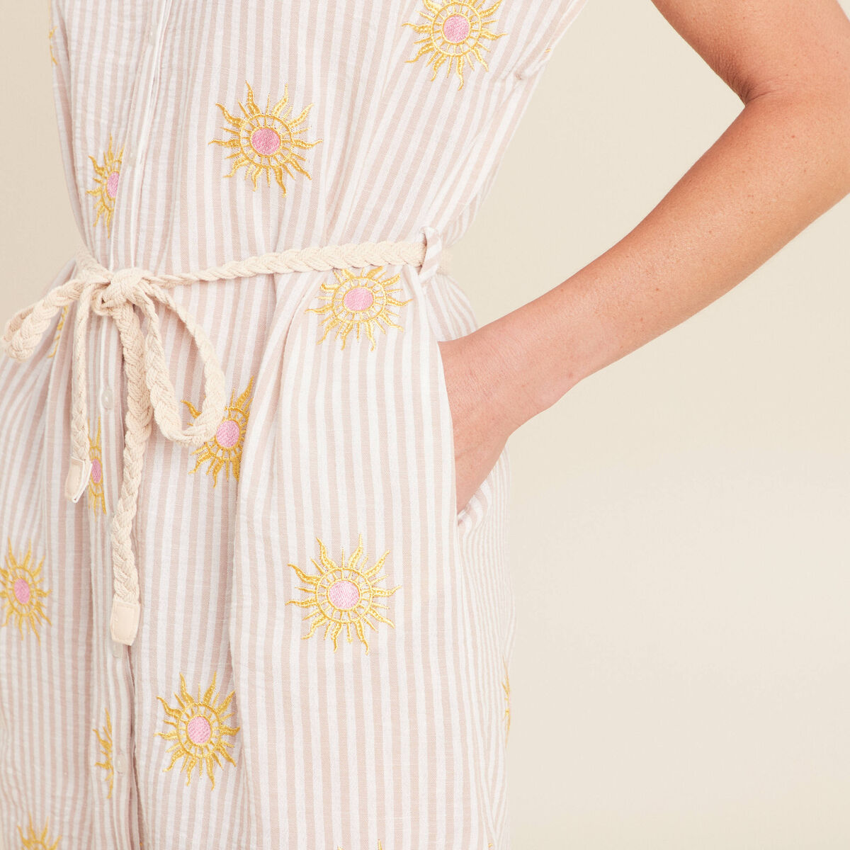 Robe courte évasée col chemise ceinturée rose femme