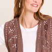 Gilet ajour&eacute; coupe droite courte marron femme