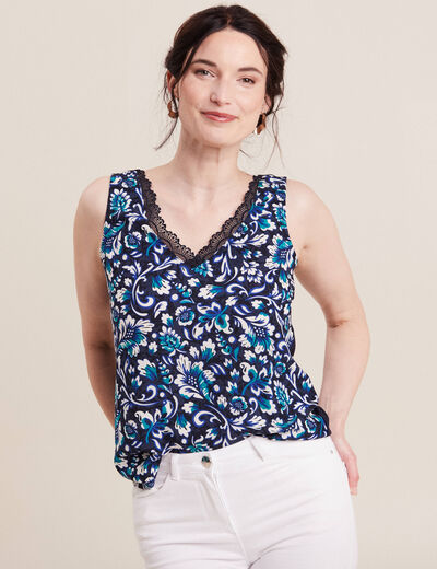 Débardeur bretelles larges bleu femme