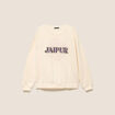Sweat col rond broderie manches longues ecru femme