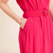 Robe &eacute;vas&eacute;e 3/4 sans manches ceinture rose fushia femme