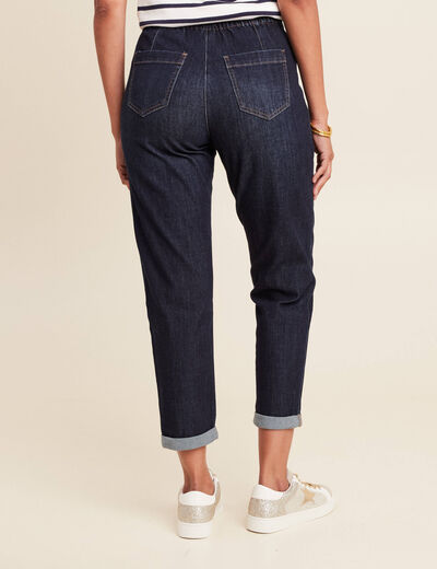 Jean large à coulisse denim brut femme