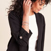 Veste longue droite col tailleur noir femme