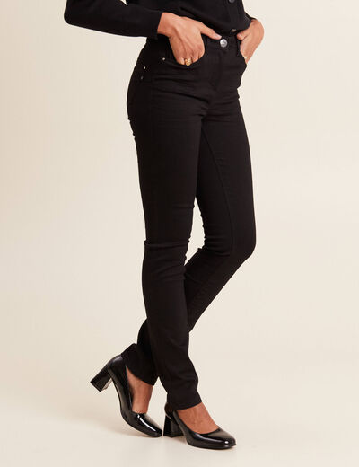 Jean ajusté taille standard long noir femme