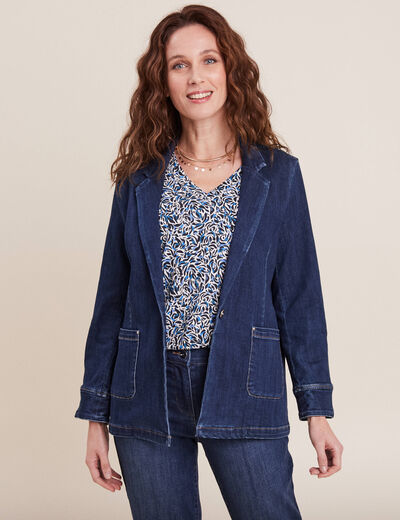 Veste tailleur en jean denim brut femme