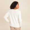 Pull brod&eacute; col rond manches longues ecru femme