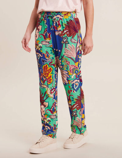 Pantalon carotte fluide 7/8ème vert femme