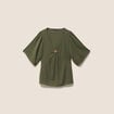 Blouse ample col v manches courtes vert kaki femme