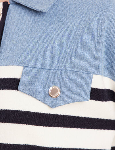 Pull manches longues bleu femme