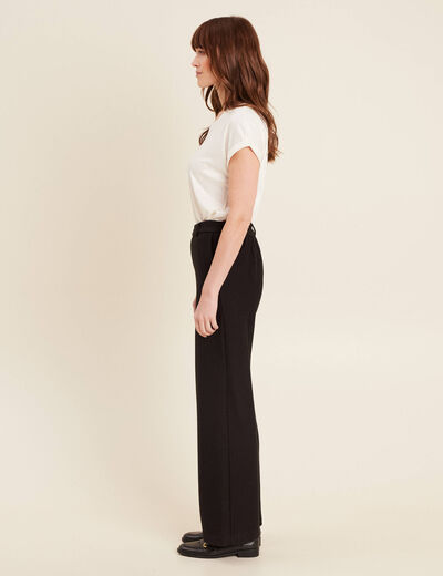 Pantalon tricot large noir femme