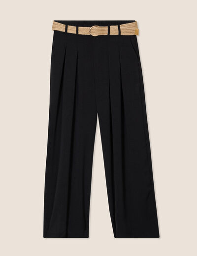 Pantalon jupe-culotte large noir femme