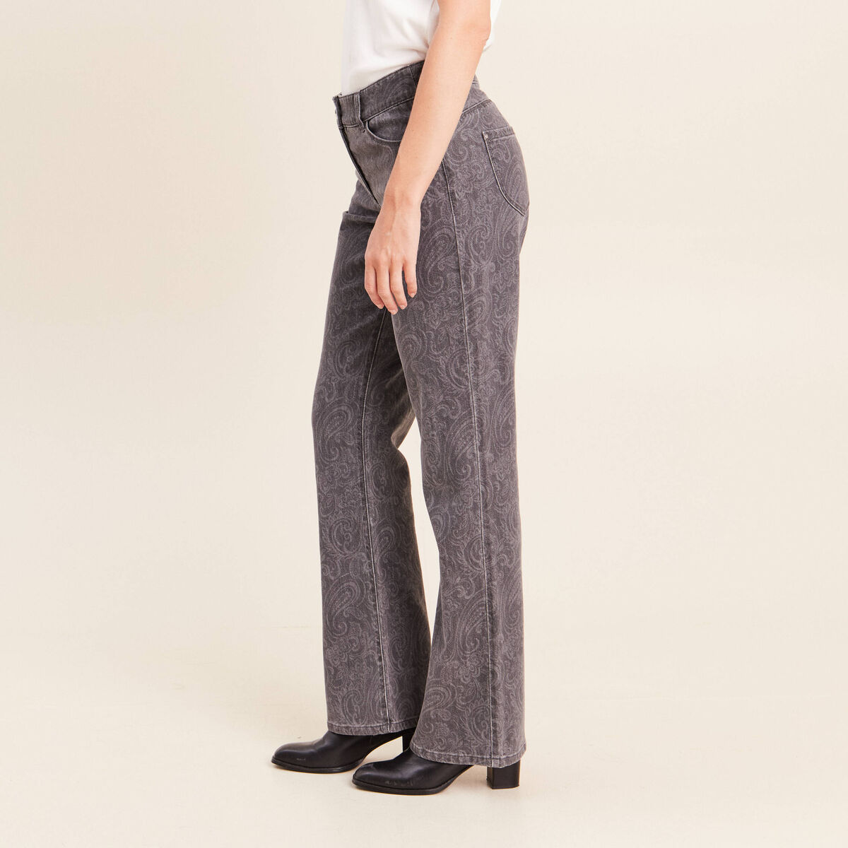 Jean bootcut longueur standard denim gris femme
