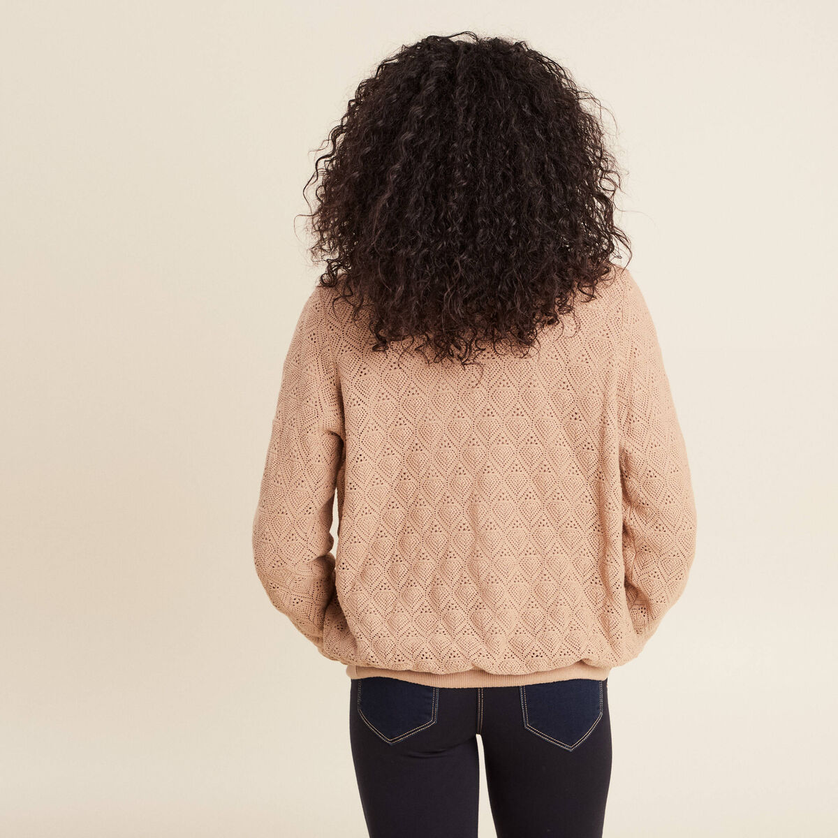 Gilet réversible ajouré sable femme