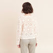 Gilet manches longues aspect dentelle ecru femme