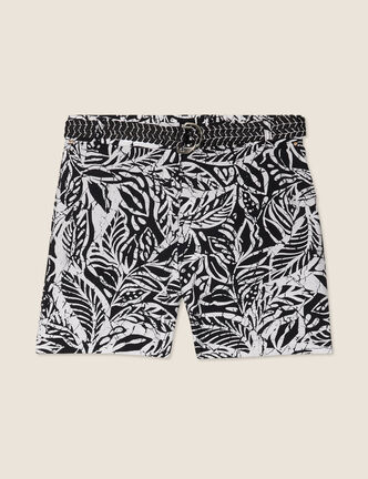 Short droit ceintur&eacute; noir femme