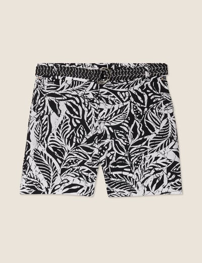Short droit ceinturé noir femme