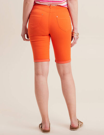 Bermuda ajusté ceinturé orange femme