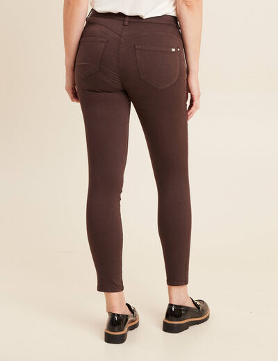 Pantalon léger taille standard 7/8ème marron foncé femme