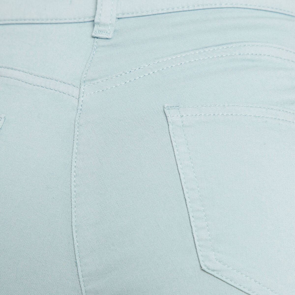Pantalon droit taille haute 7/8ème bleu canard femme
