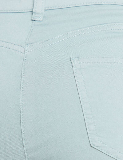 Pantalon droit taille haute 7/8ème bleu canard femme