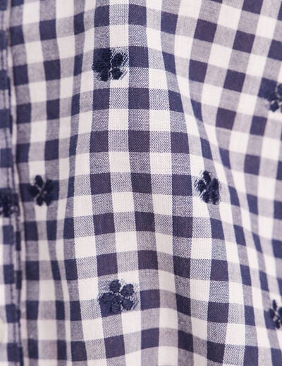 Chemise cintr&eacute;e col v manches courtes bleu femme