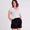 Pull &agrave; manches courtes ecru femme