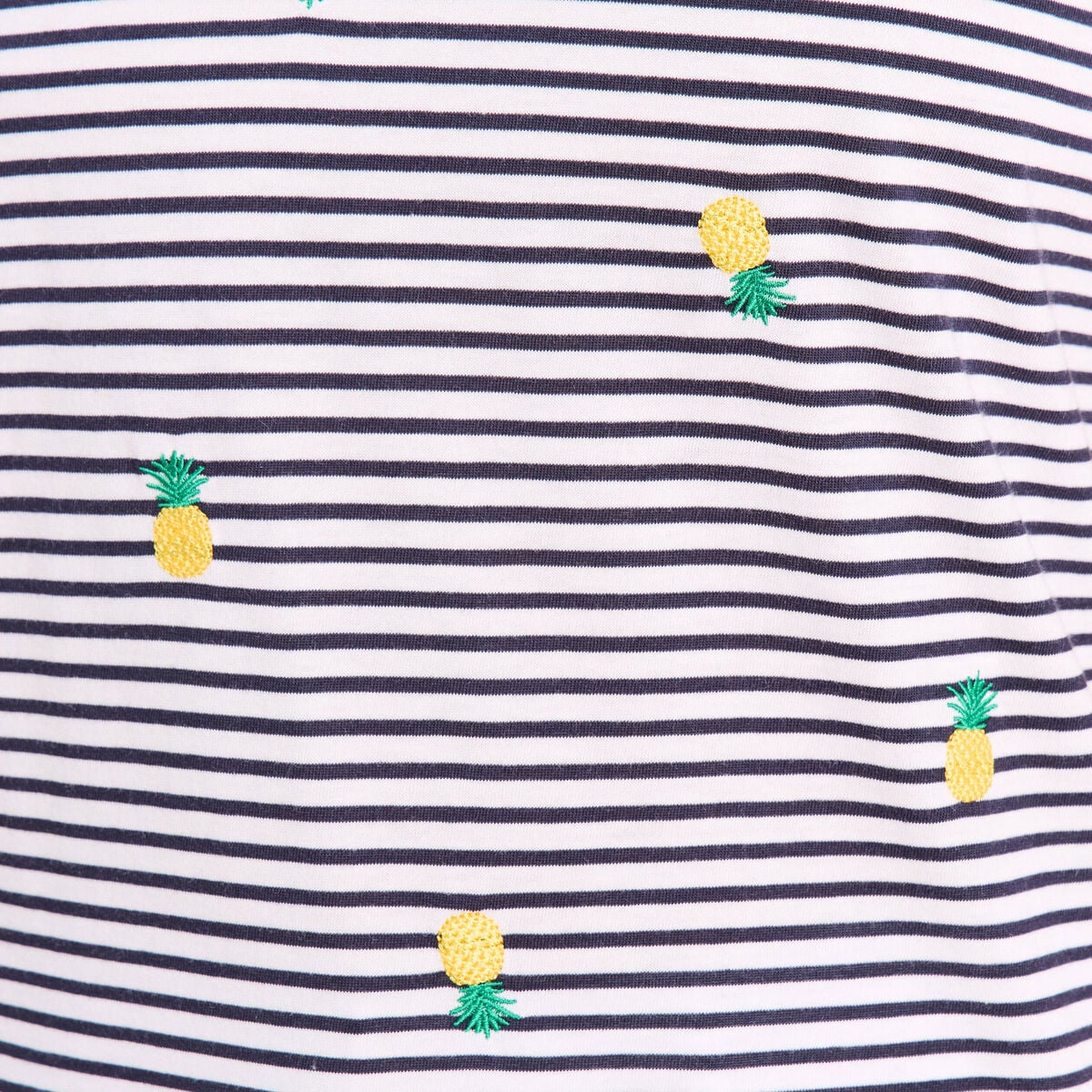T-shirt droit broderie manches courtes bleu femme