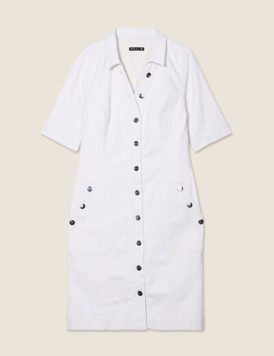 Robe droite en jean ecru femme