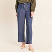 Jean large 7/8&egrave;me denim double stone femme