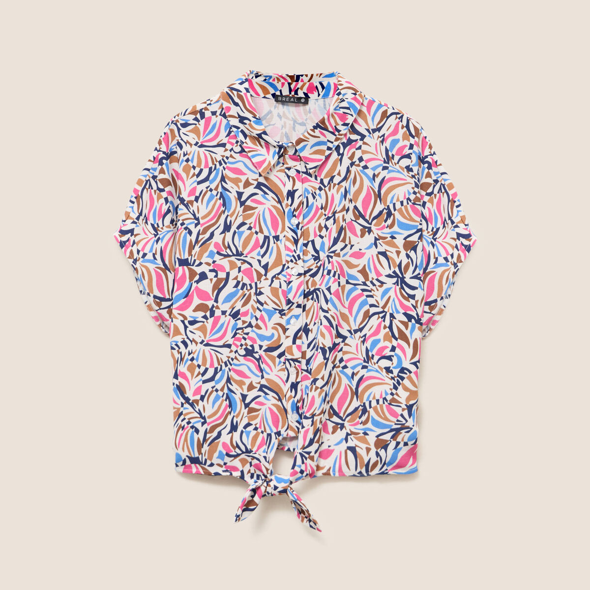 Chemise manches courtes fluide bleu femme