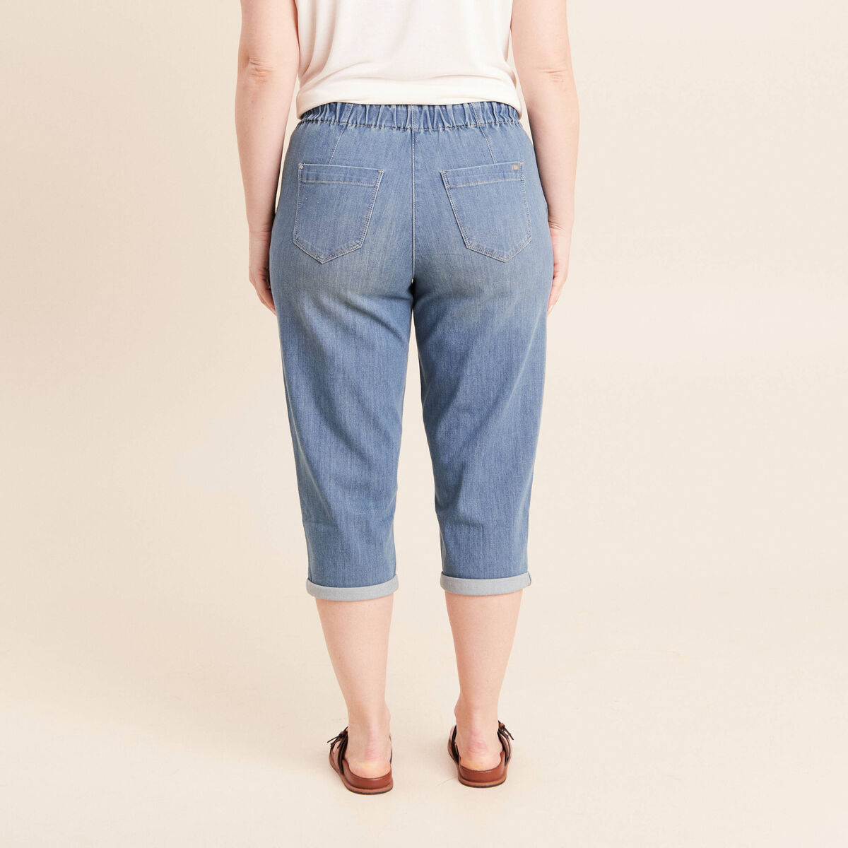 Pantacourt coupe mom denim double stone femme