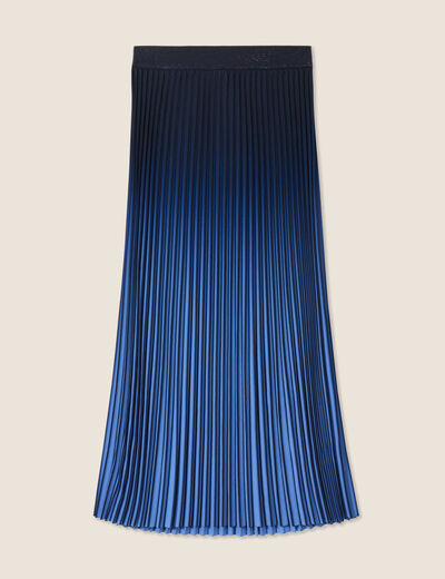 Jupe midi patineuse pliss&eacute;e bleu ciel femme