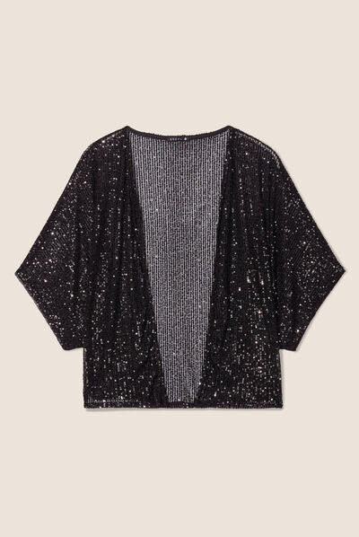 Kimono à sequins noir femme