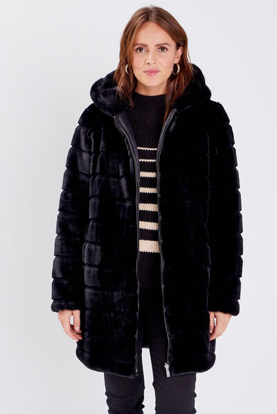 Doudoune droite réversible noir femme