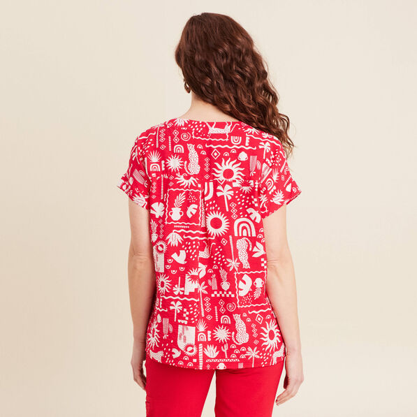 Blouse manches courtes rouge femme