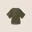 Blouse ample col v manches courtes vert kaki femme