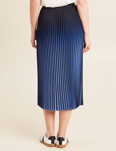 Jupe midi patineuse pliss&eacute;e bleu ciel femme