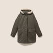 Parka cintr&eacute;e 4 en 1 avec capuche vert kaki femme