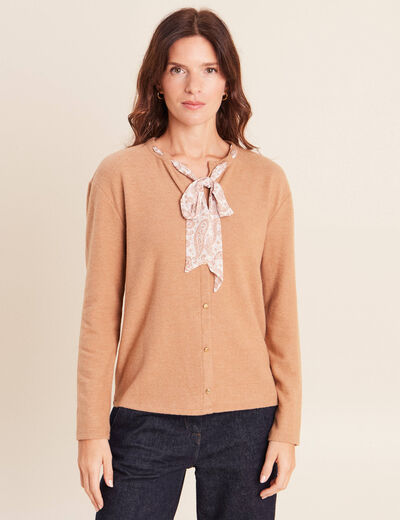 Cardigan manches longues beige femme