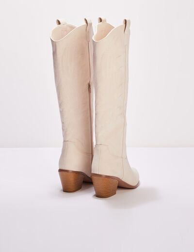 Bottes western brodées ivoire femme