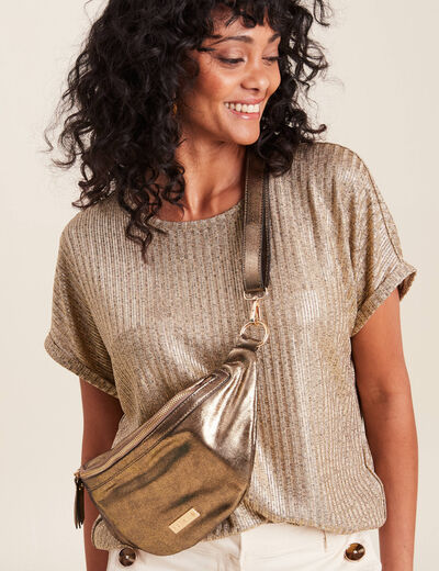 Sac banane 2 bandoulières couleur cuivre femme