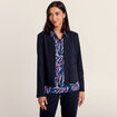 Veste ajust&eacute;e col ch&acirc;le bleu marine femme