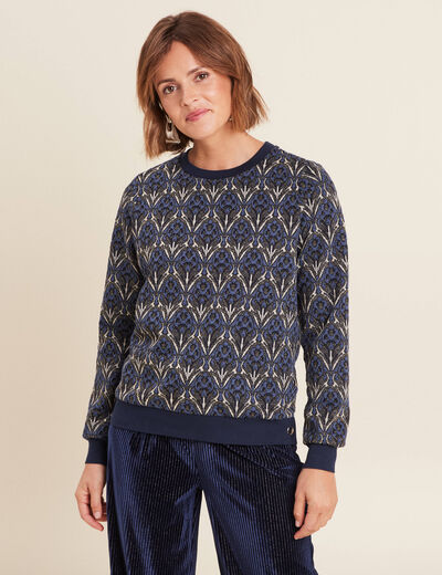 T-shirt manches longues bleu femme