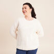 Pull col rond manches longues &agrave; sequins ecru femme