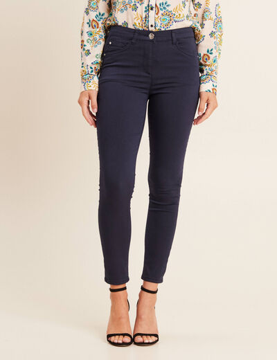 Pantalon léger taille standard 7/8ème bleu marine femme