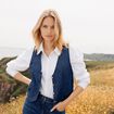 Gilet barman sans manches jean denim double stone femme